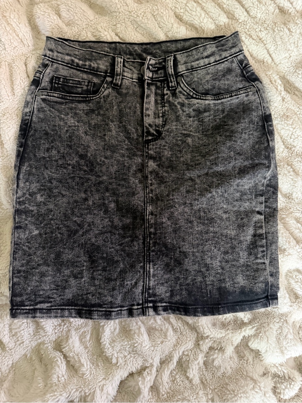 VENUS Black Washed Denim Pencil Skirt
